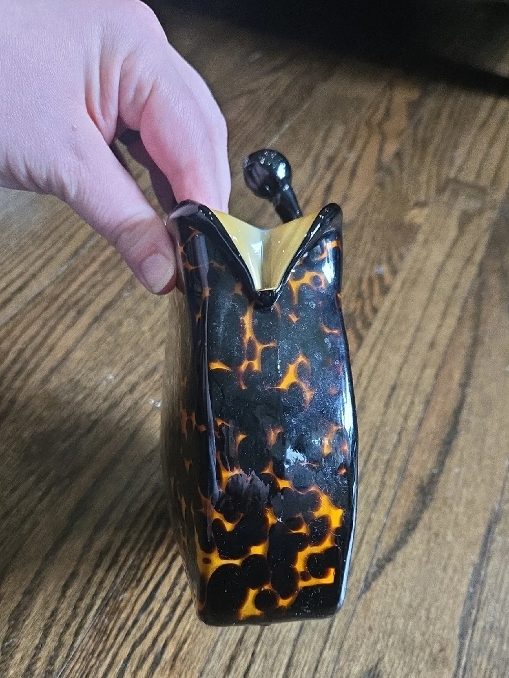 Vintage Murano Glass Purse Vase Leopard Tortoise