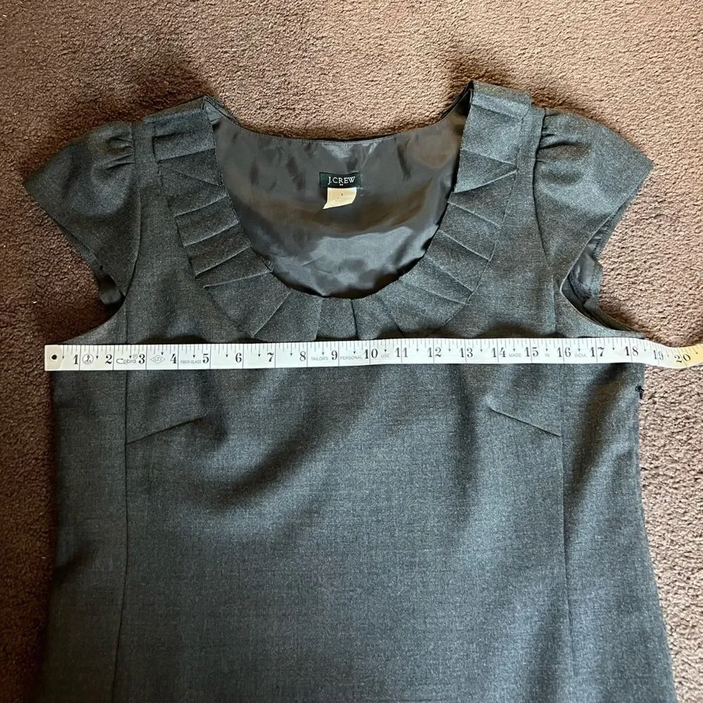 J. Crew Wool Blend Ruffle Neck Shift Dress