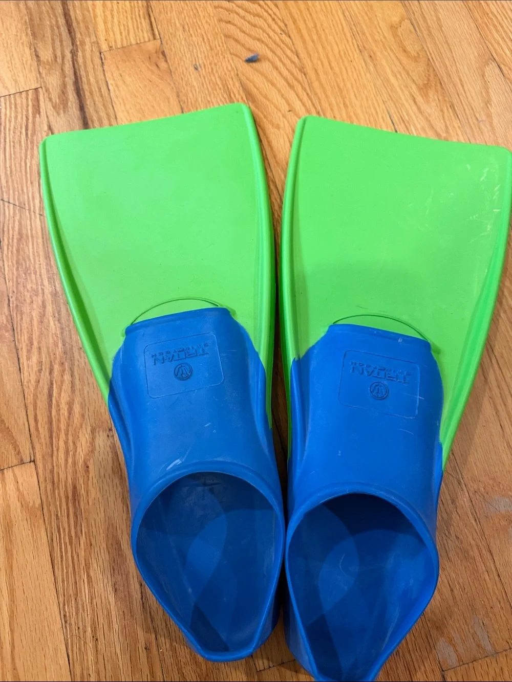 Green and Blue Swim Fins - Comfortable Youth Snorkel Flippers