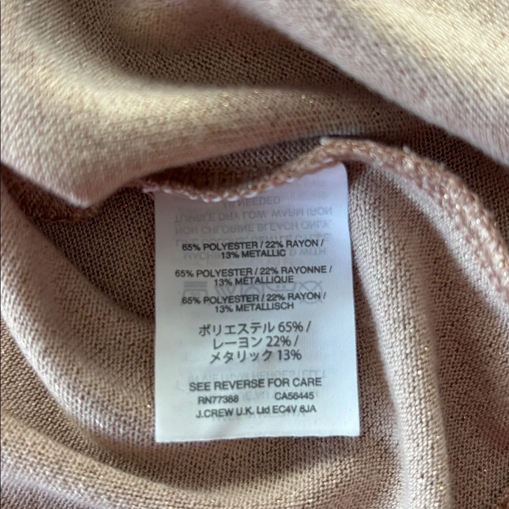 J. Crew Shimmering Beige Blush Knit Turtleneck Top with Ruffle hem