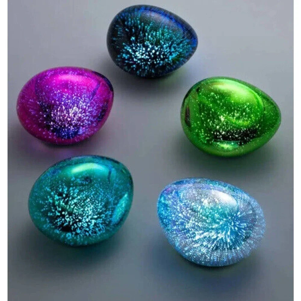 Art Glass Decorative Glowing Garden Rocks Night Light Indoor/ Outdoor Gift Blue