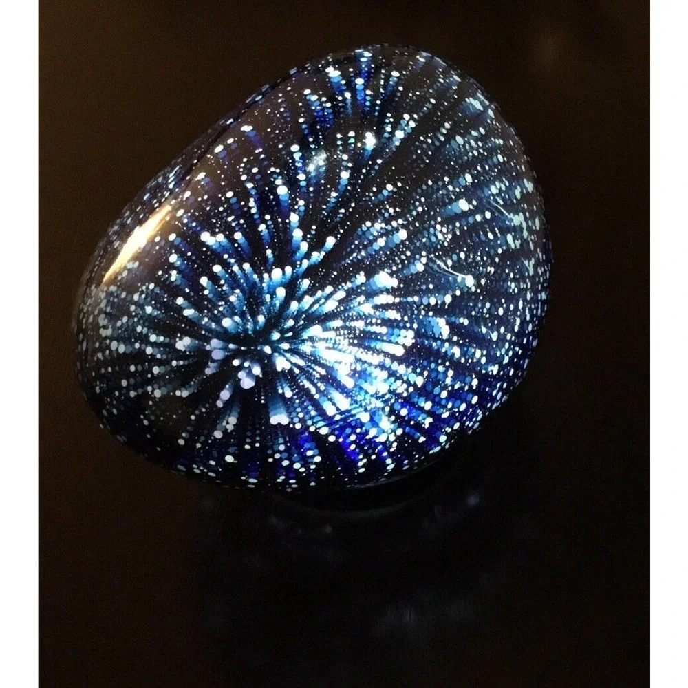 Art Glass Decorative Glowing Garden Rocks Night Light Indoor/ Outdoor Gift Blue
