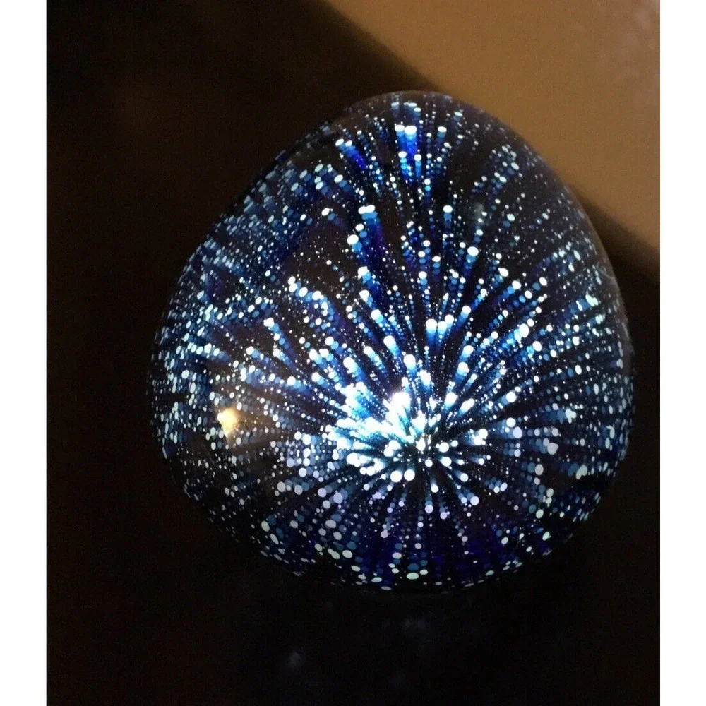 Art Glass Decorative Glowing Garden Rocks Night Light Indoor/ Outdoor Gift Blue