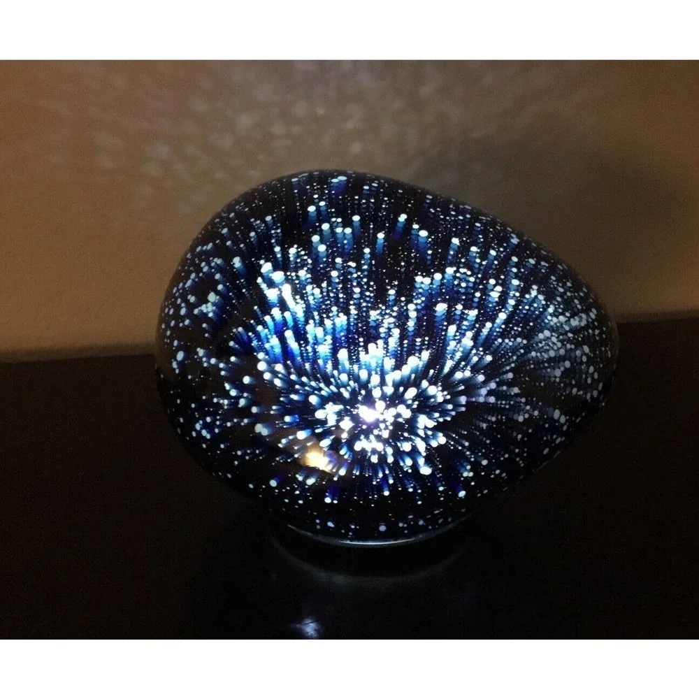 Art Glass Decorative Glowing Garden Rocks Night Light Indoor/ Outdoor Gift Blue