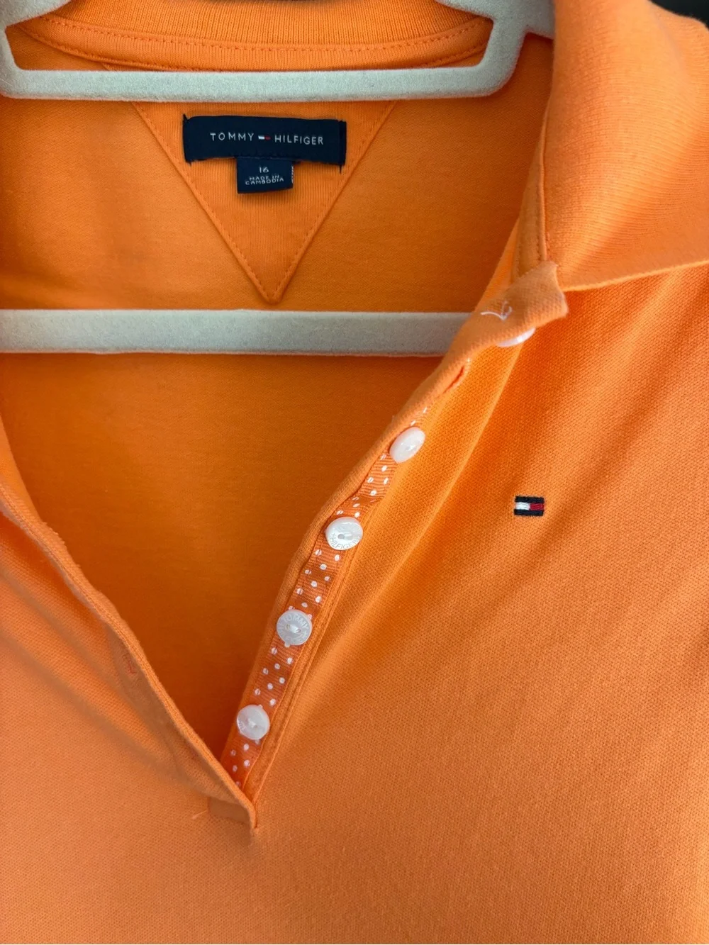 Tommy Hilfiger Cotton Polo Dress - Orange with pleated skirt Girls size 16