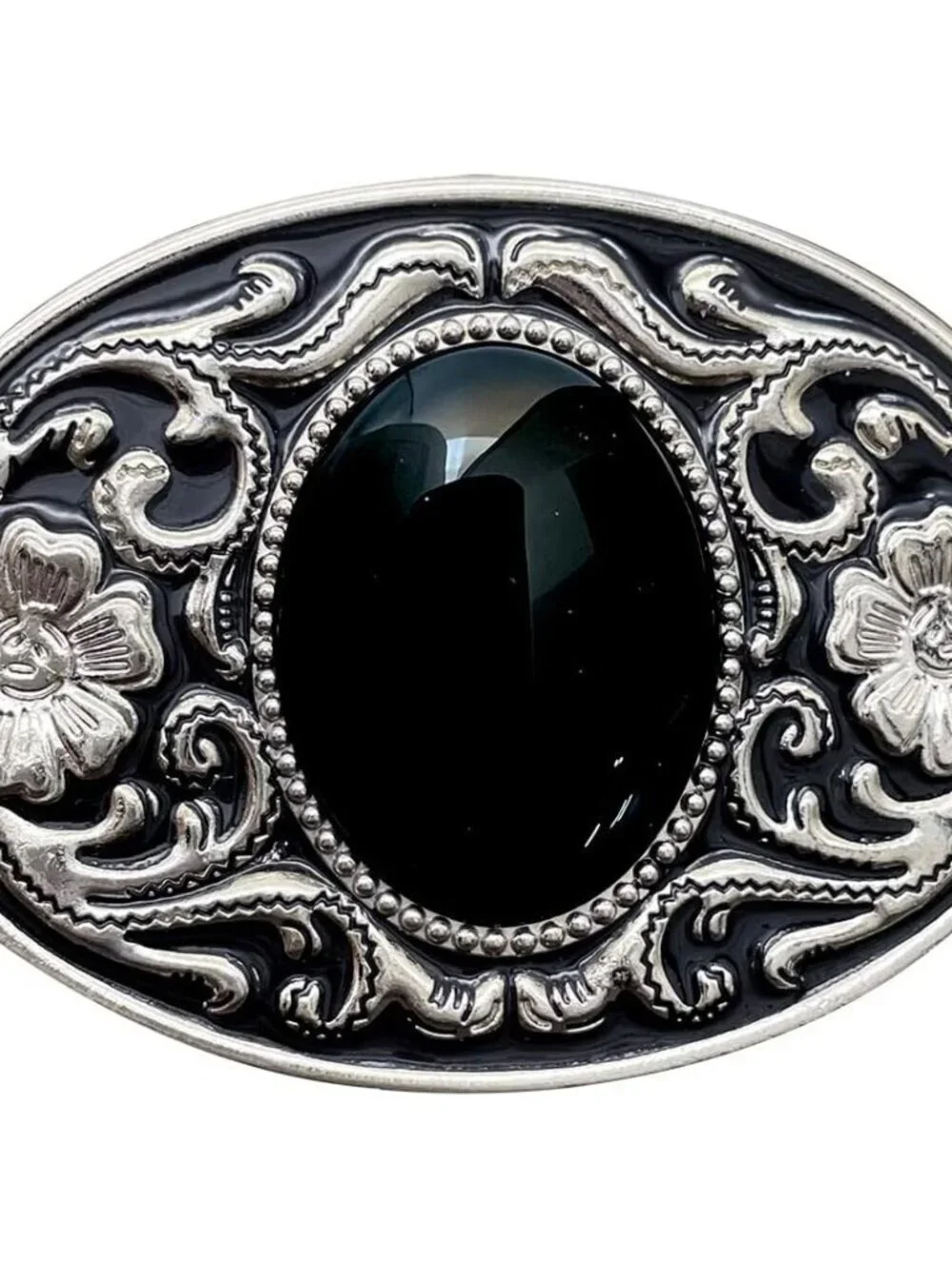 Men's Black Vintage American Western Cowboy Turquoise Stone Belt Buckle
