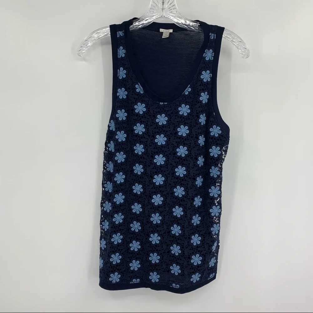 J. Crew Tank Top Crochet Sleeveless Blue Size XS
