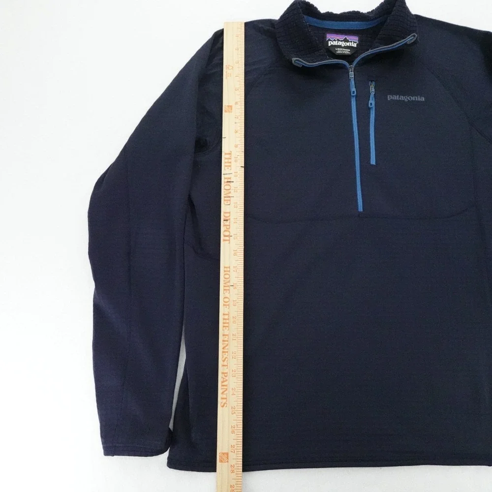 Patagonia R1 Pullover Mens Large Navy Blue Polartec Grid Fleece Quarter Zip
