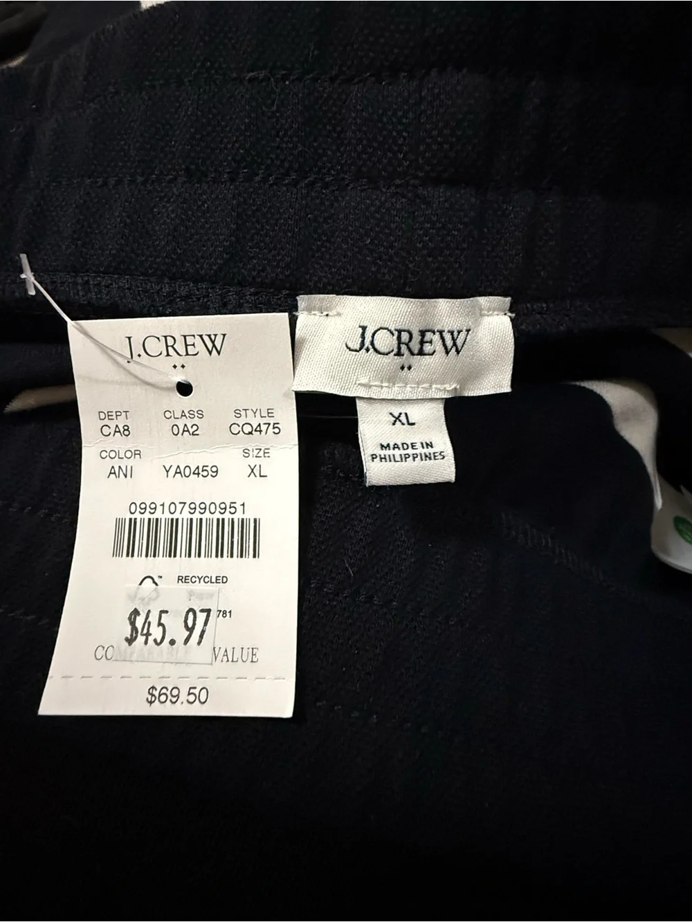 J. Crew Navy and Ivory Striped Shorts - XL