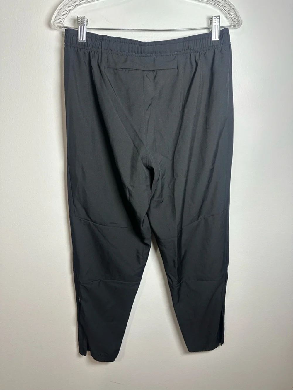 Nike Black Athletic Dri FIT Joggers with White Swoosh medium men’s zip bottoms