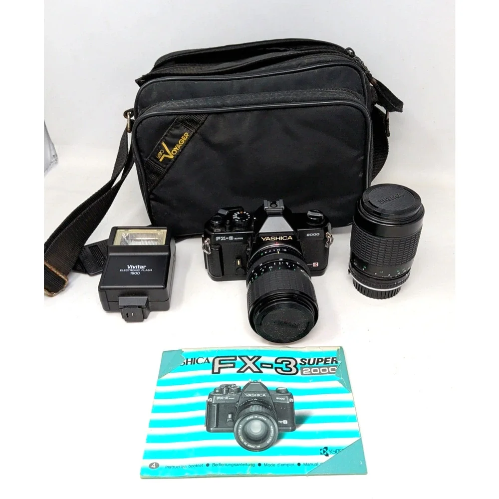 YASHICA FX-3 Super 2000 Photography Camera With 2 Lenses/bag/flash fast ship