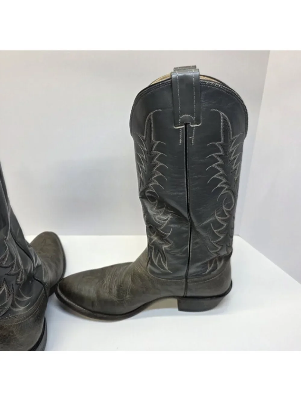 Nocona Western Boots Mens 7.5E Wide Brown Olive Distressed Leather USA