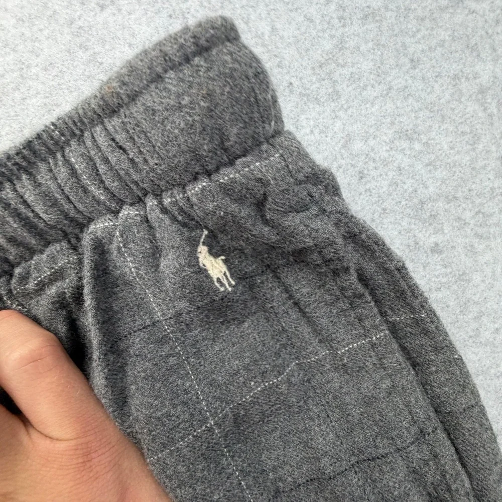 Polo Ralph Lauren Mens XL Gray Windowpane Plaid Cotton Pajama Pants Lounge Sleep