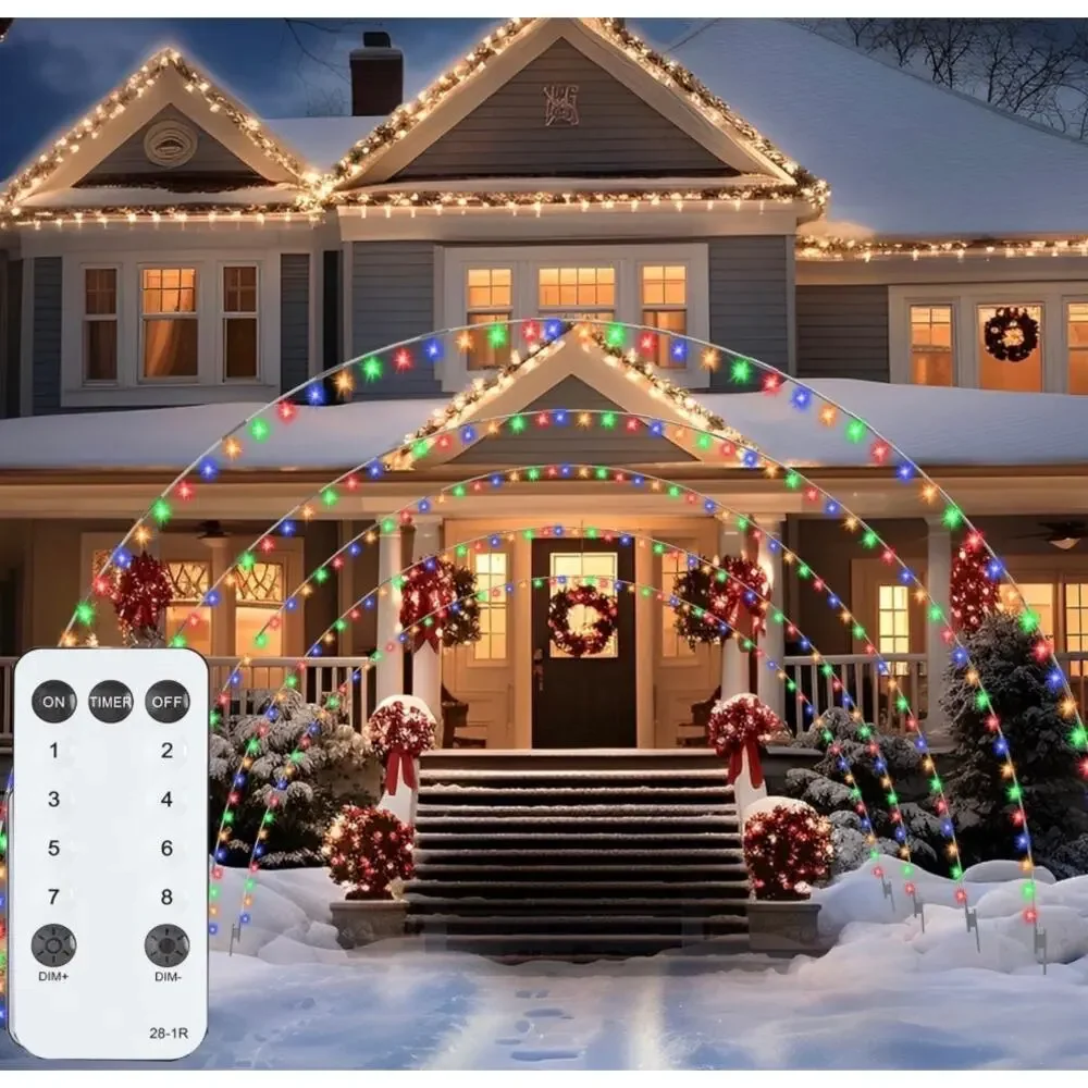 Christmas Archway Lights Outdoor 3 Pack,300Leds Mulit-Color Christmas Light Arch
