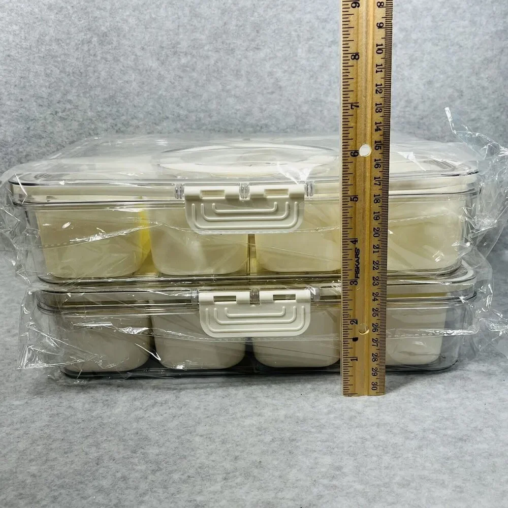 Snackle Box‎ Charcuterie Container 2 Pack Divided Serving Tray with Lid Storage