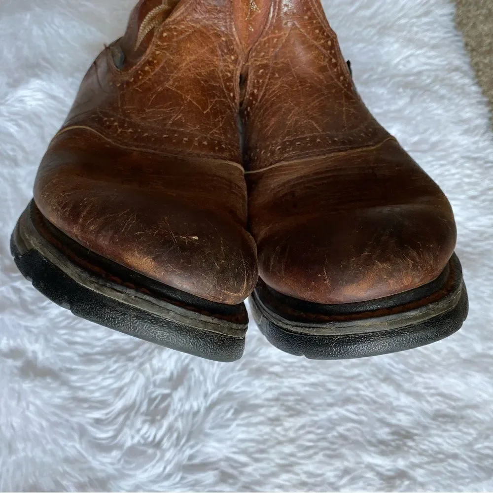 Ariat‎ Workhog Pull on Boots Leather Slip Resistant Brown Mens Size 12 D