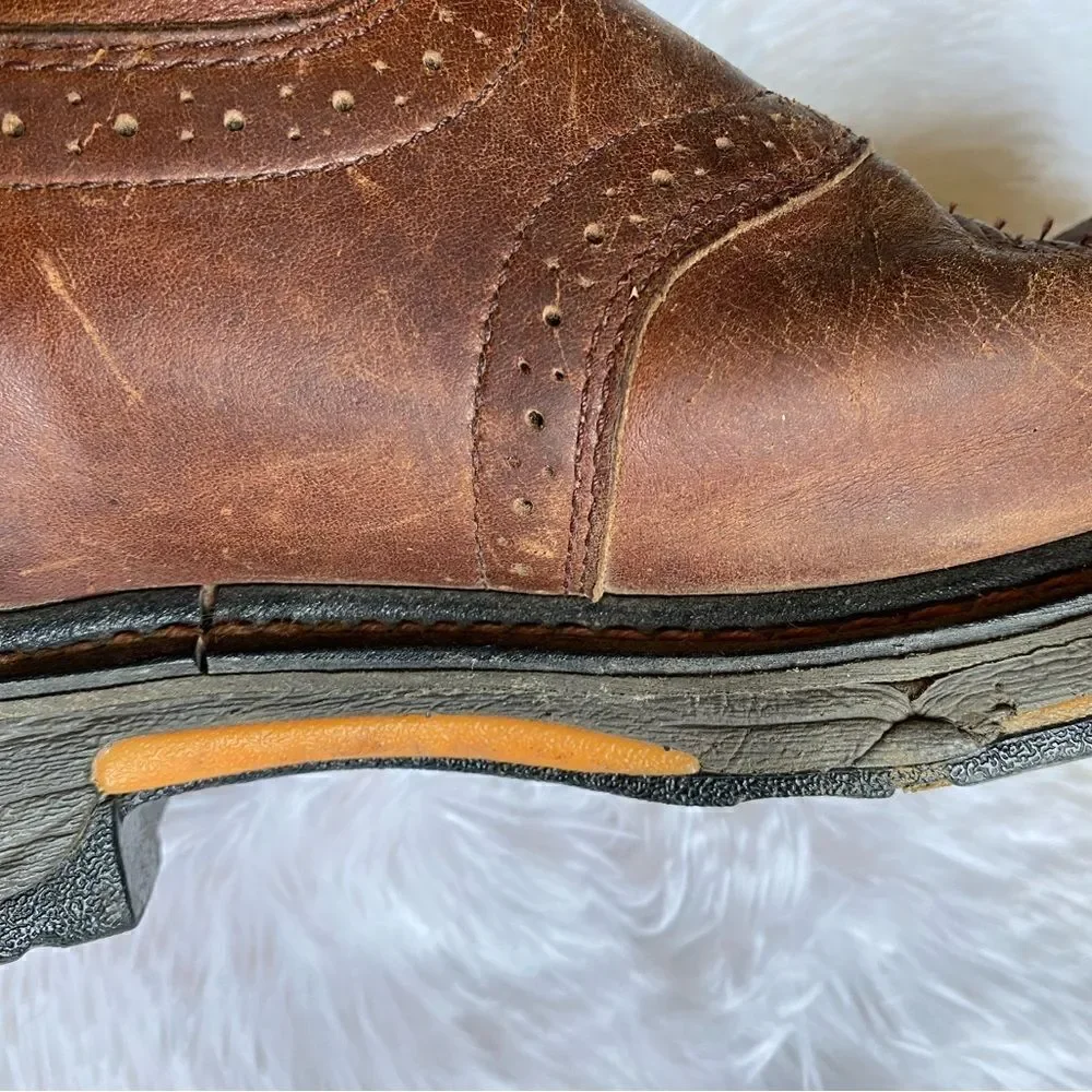 Ariat‎ Workhog Pull on Boots Leather Slip Resistant Brown Mens Size 12 D