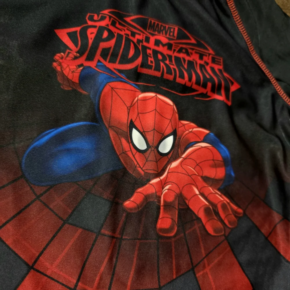 Marvel Spiderman Boys Swim Shirt‎ Rash Guard Top Black and Red Size 6 Small