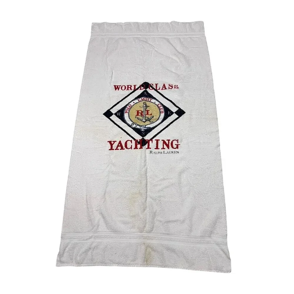 Ralph Lauren Vintage World Class Yachting Oversized Beach Towel FLAW 34 x 66