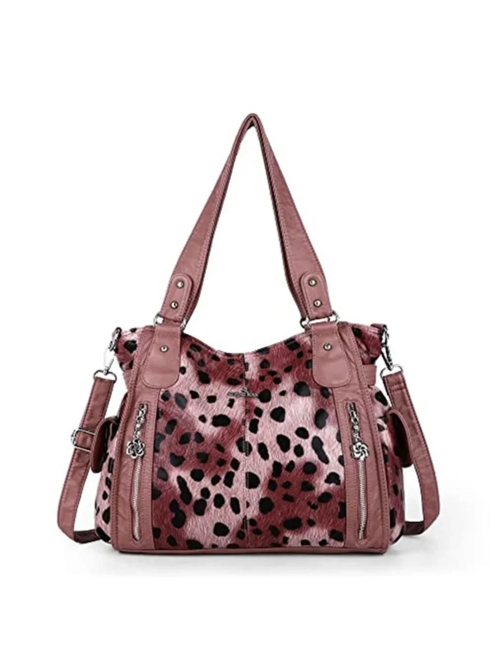 Womens Vegan Leather Crossbody Bag Shoulder Purse Multi Pocket Hobo Handbag