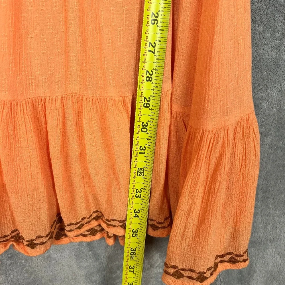 Free People Weekend Brunch Mini Dress Womens M Orange Embroidered Boho