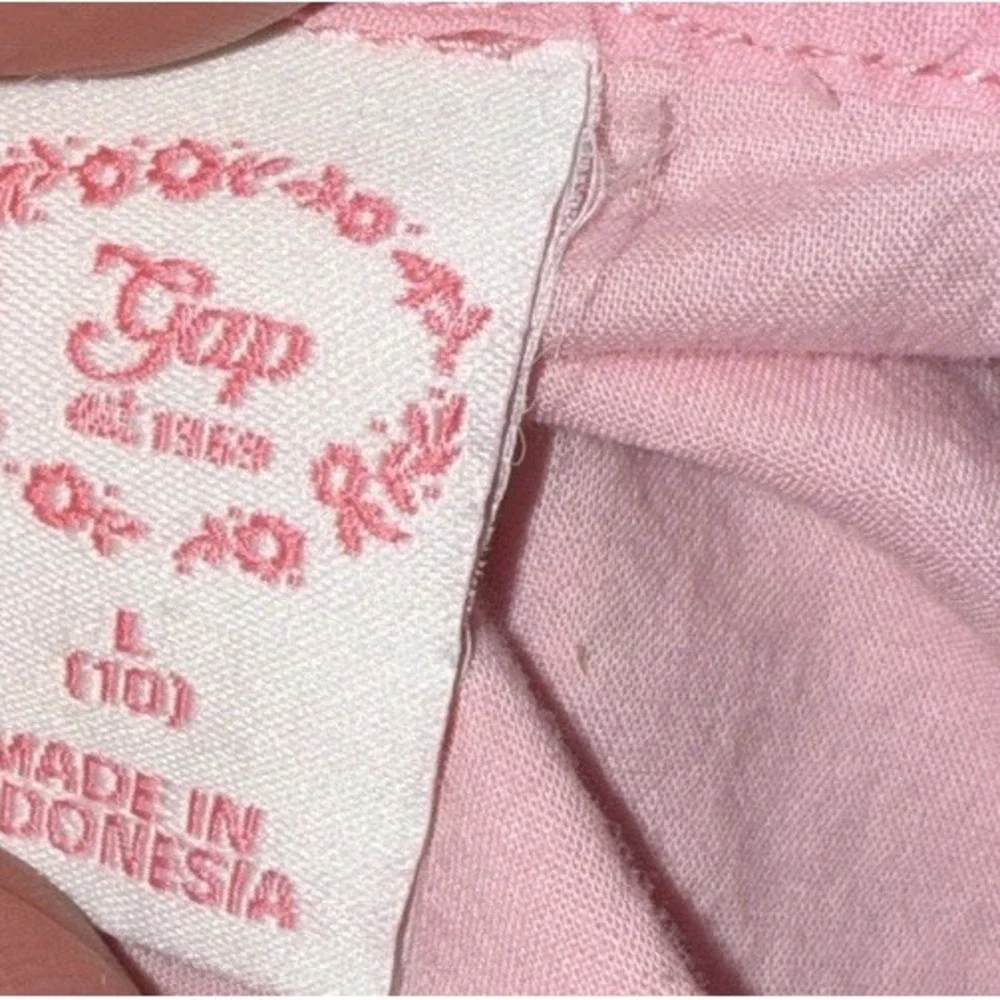 Gap Kids Girls Dress Size 10 L‎ Pink Embroidered Dots Short Sleeve Summer Casual