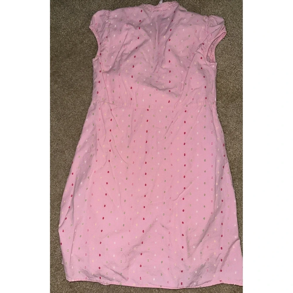 Gap Kids Girls Dress Size 10 L‎ Pink Embroidered Dots Short Sleeve Summer Casual