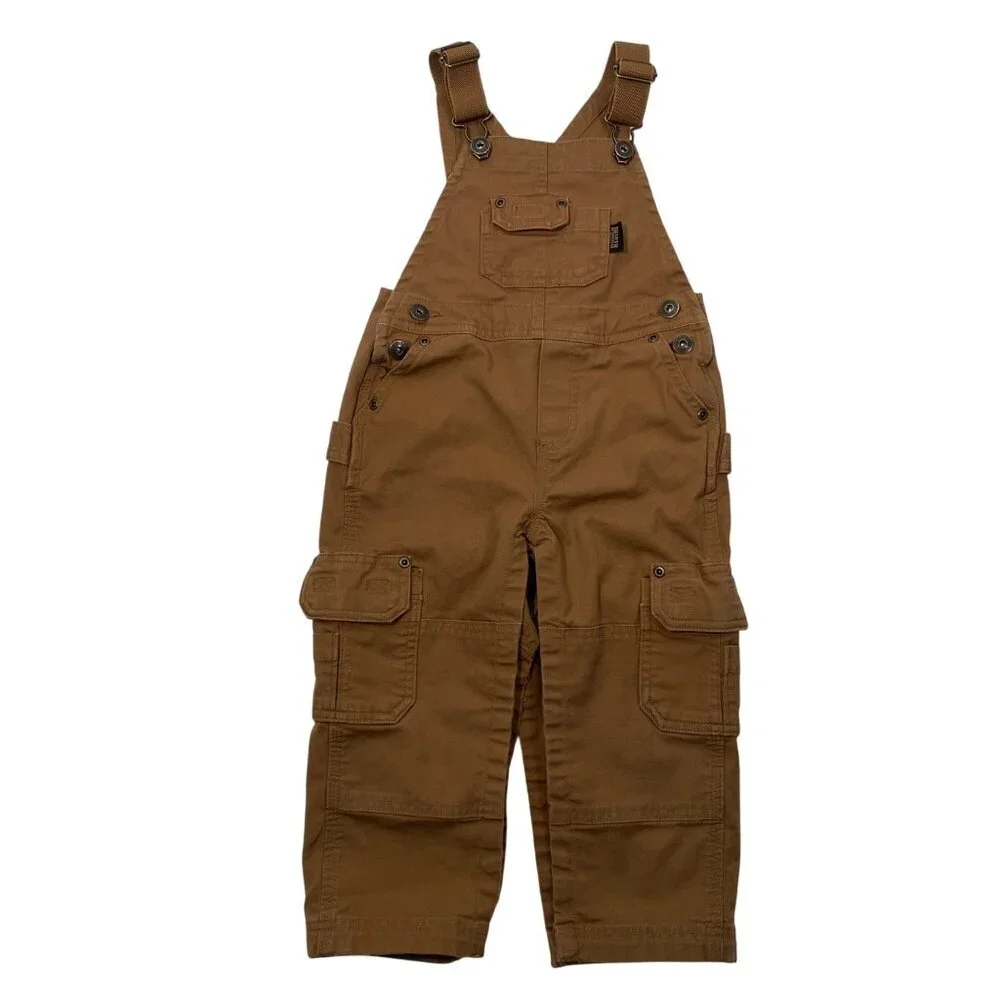 Duluth Trading Co. Kids 3T Brown Overalls Adjustable Straps Cotton Blend Cargo