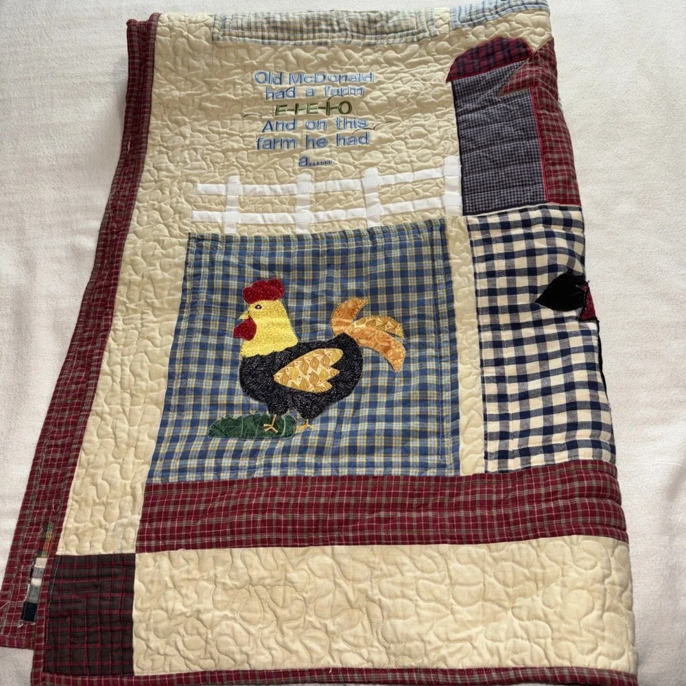 Handmade Crib Quilt Baby Blanket Patchwork‎ Old McDonald Farm Animals Unisex