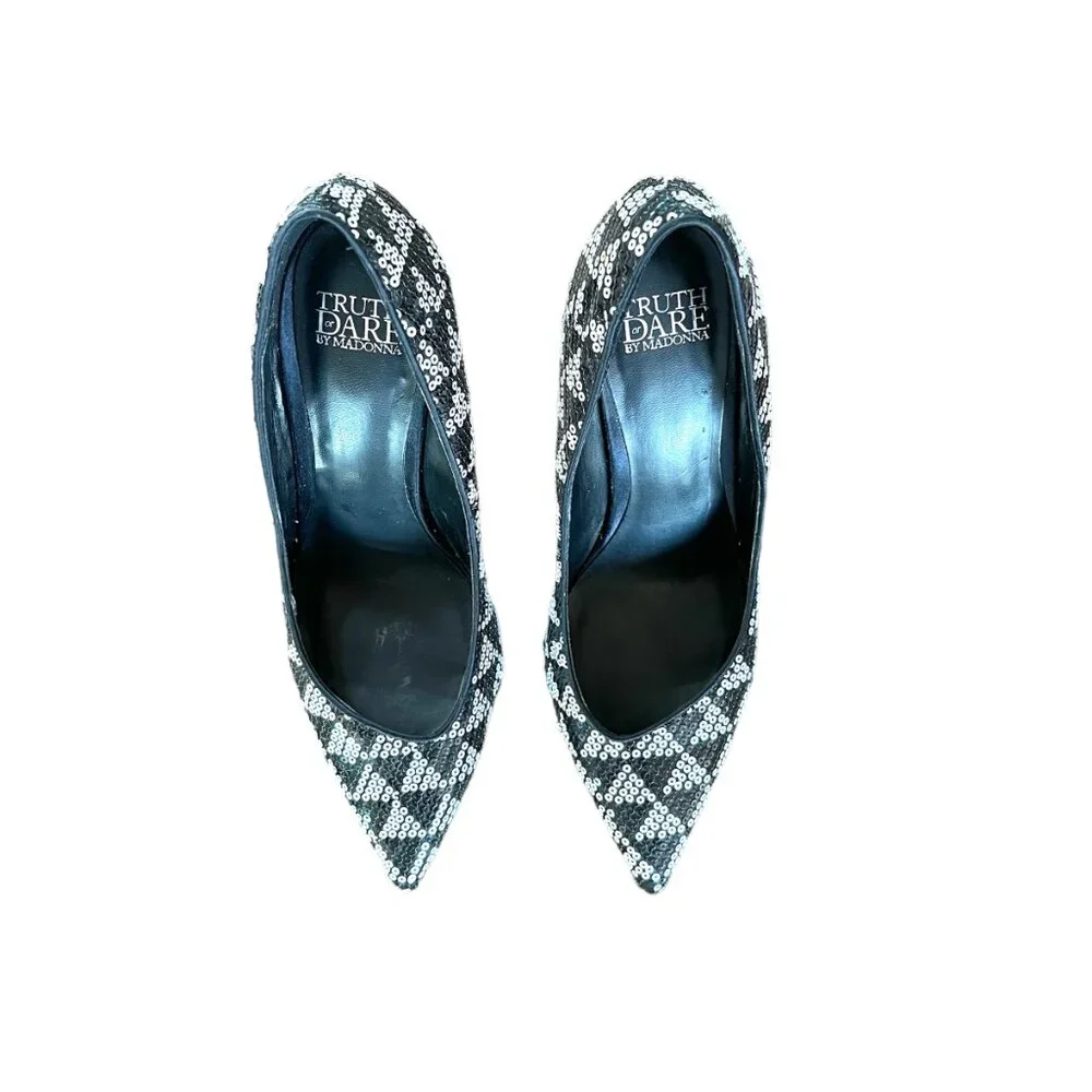 Truth or Dare by Madonna Black and White Sequin Pumps‎