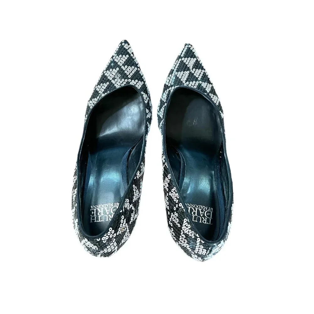 Truth or Dare by Madonna Black and White Sequin Pumps‎