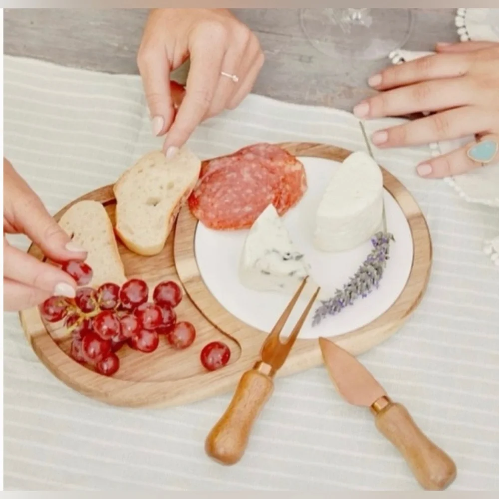 Twine‎ Living Co. Gourmet Wood & Ceramic Cheese Board Gift Set