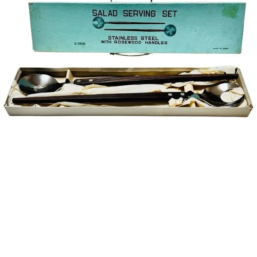MCM- Rosewood Handle SALAD SERVING SET - Japan - S.0808