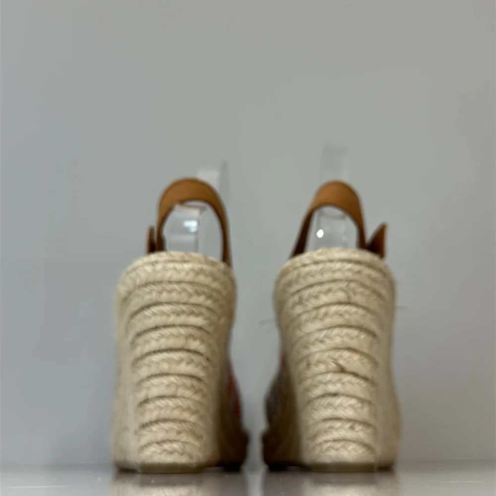 Toms Monica Wedge Espadrille Global Woven Sandals Size 9.5 Boho Hippie Festival