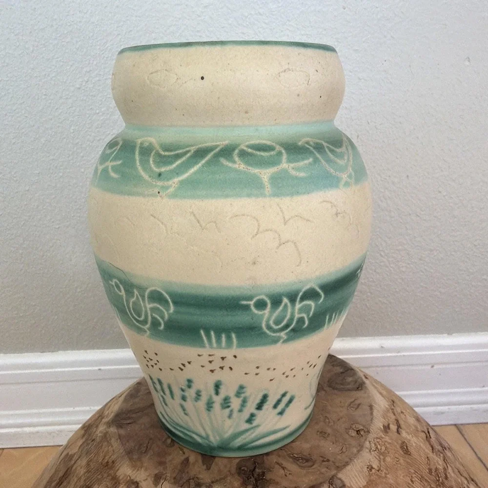 Vintage Vallauris‎ French Studio Pottery Vase Lavender Honey Pierre Chauvet 8