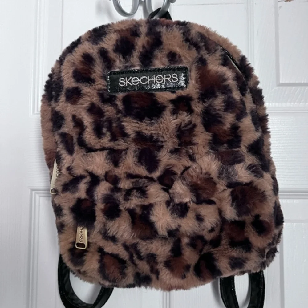 Skechers Leopard Print Faux Fur Mini Backpack - Brown/Black