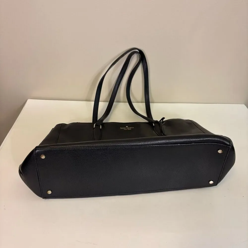 Kate Spade Black Leather Large Shoulder Tote Bag Purse