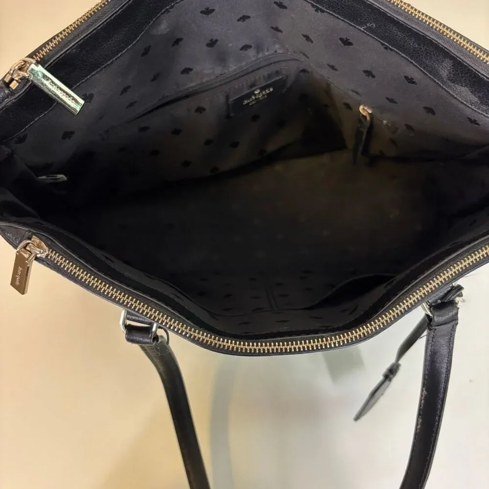 Kate Spade Black Leather Large Shoulder Tote Bag Purse
