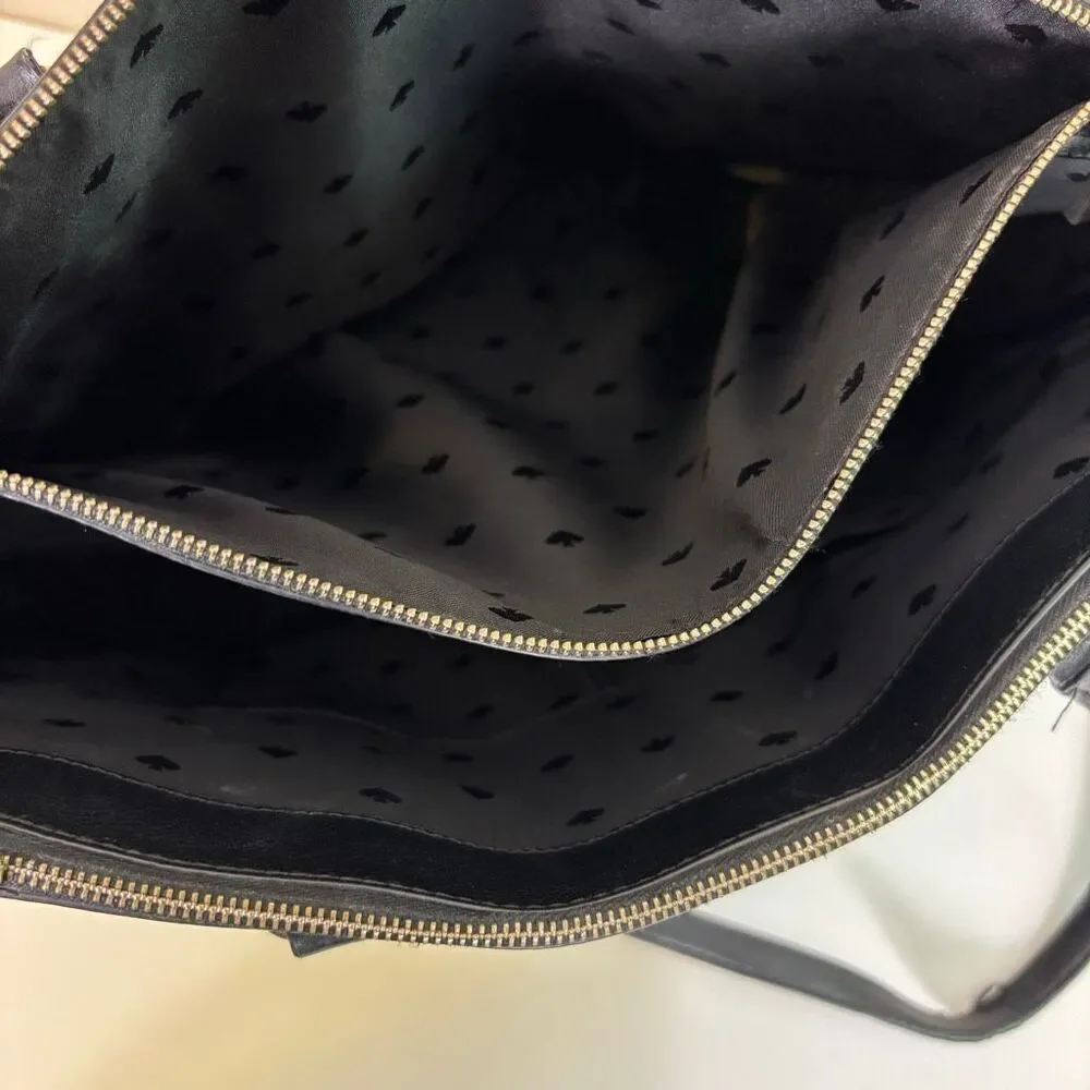 Kate Spade Black Leather Large Shoulder Tote Bag Purse