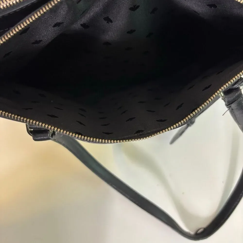 Kate Spade Black Leather Large Shoulder Tote Bag Purse