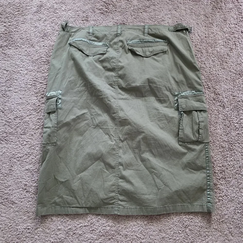 Abercrombie & Fitch Vintage Cargo Skirt Women XXL Green Midi Utility Y2K Gorpcor