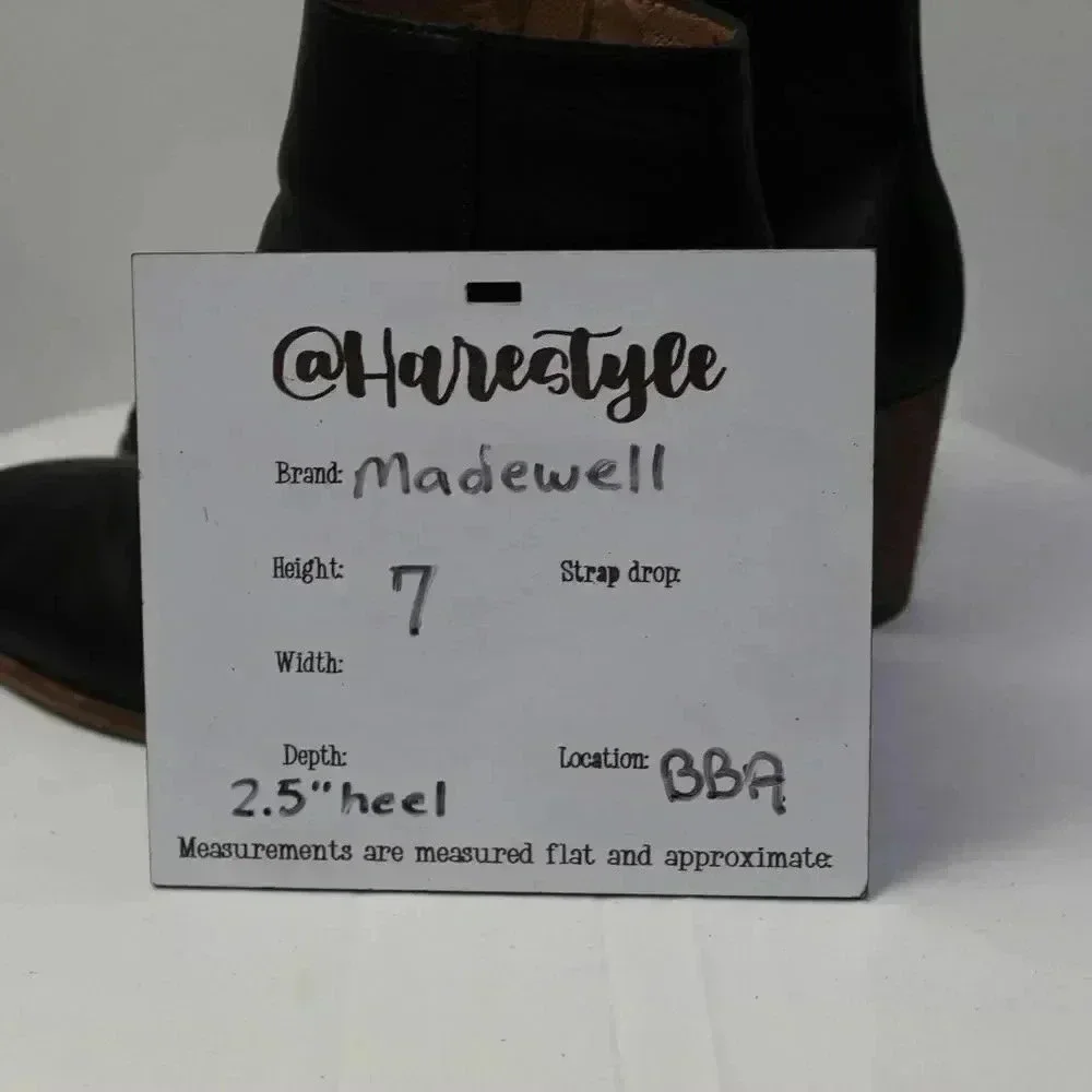 madewell black stacked heel booties 7