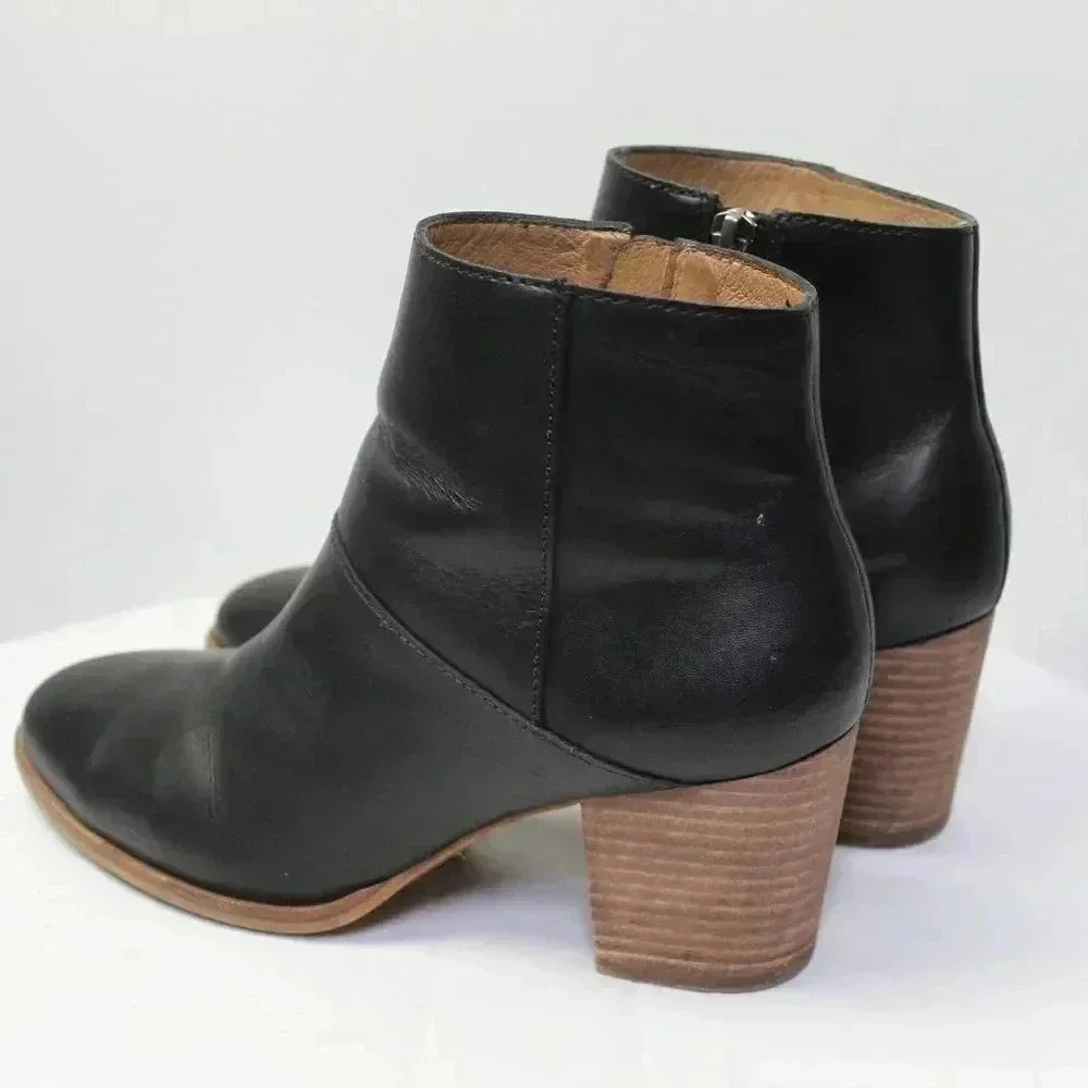 madewell black stacked heel booties 7