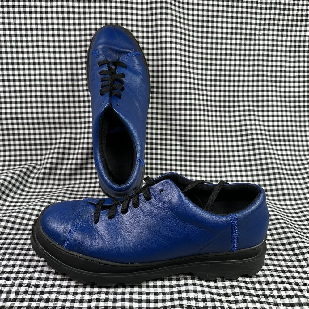 Camper Brutus Bright Blue Leather Lug Sole Lace-Up Sneaker Shoe EU 45 / Men's 11