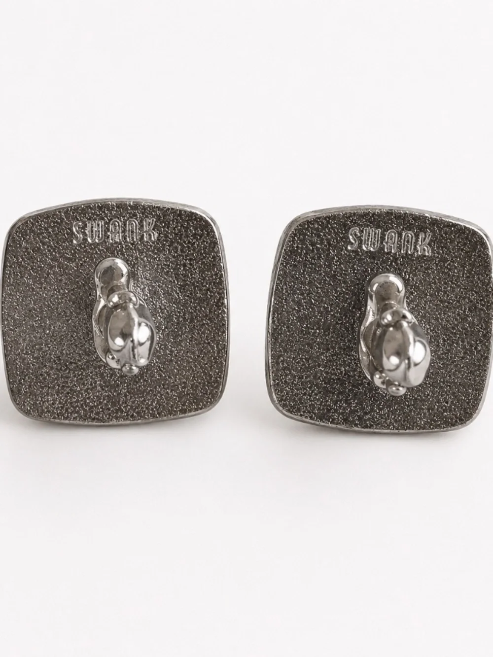 Vintage Swank Geometric Cufflinks Silver Tone Mid Century Modern 1960s USA