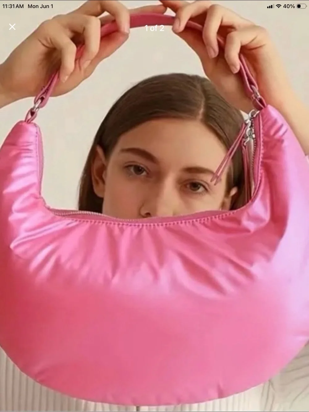 Pink Crescent Shoulder Bag - Stylish Women's Handbag