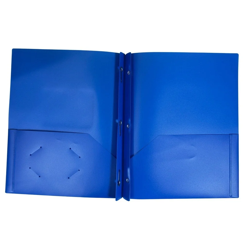 4 Pack Plastic 2 Pocket Folders with 3 Prongs Multi Color Poly Portfolio Set
