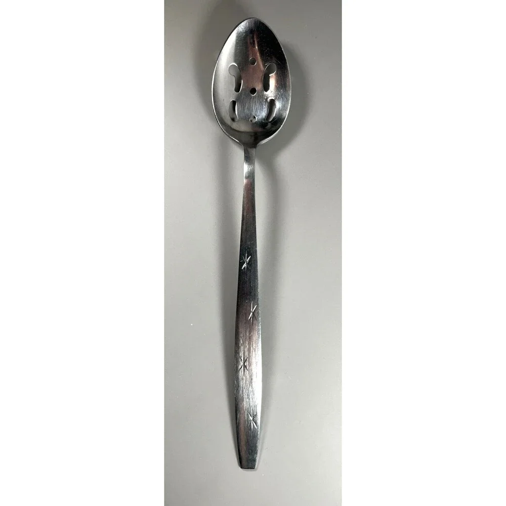 Vintage Mid Century HEAVENLY STAR Stainless Slotting Serving Spoon Japan