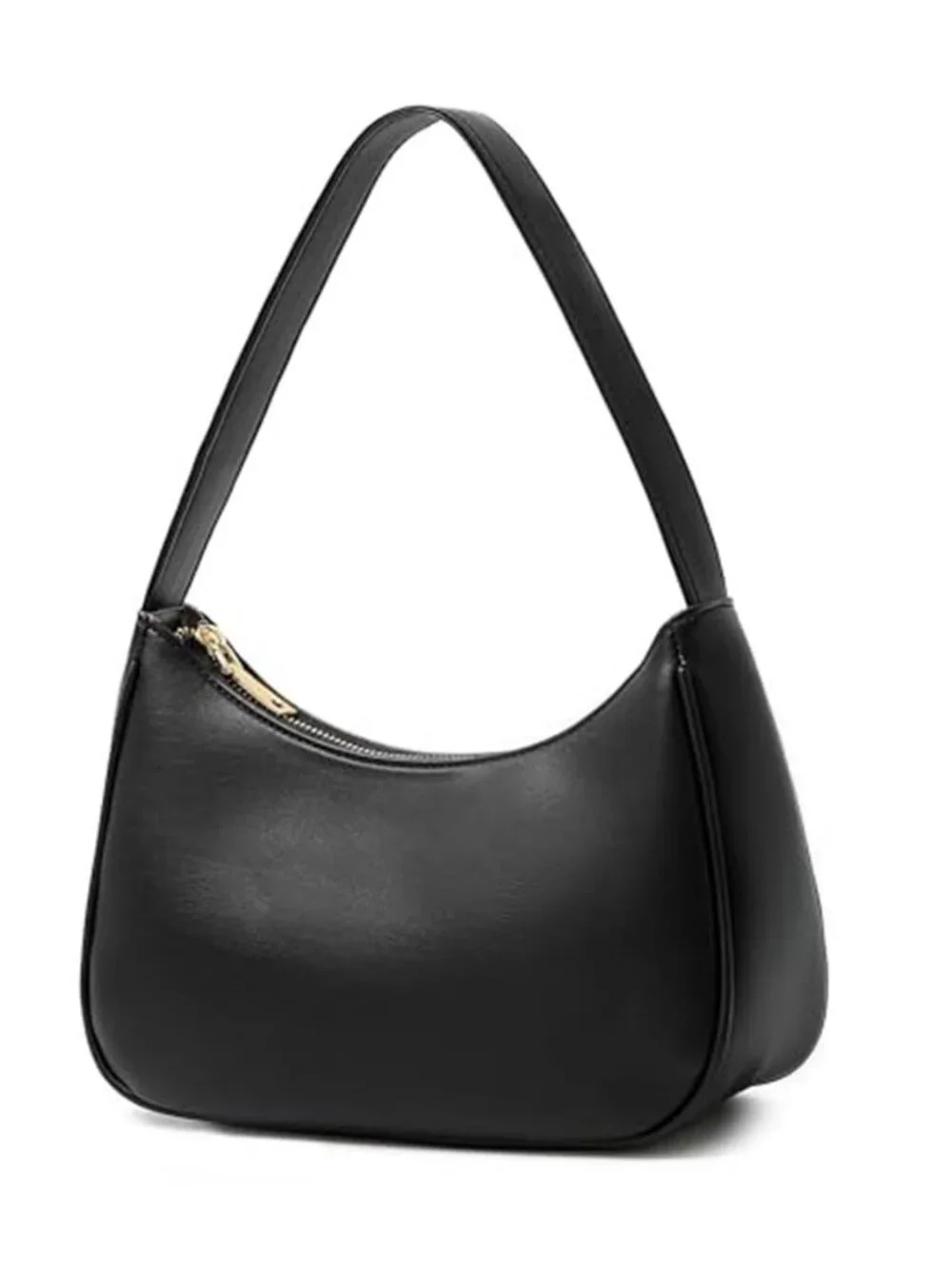Black Hobo Shoulder Bag Mini Tote Purse Zip Closure Everyday Chic