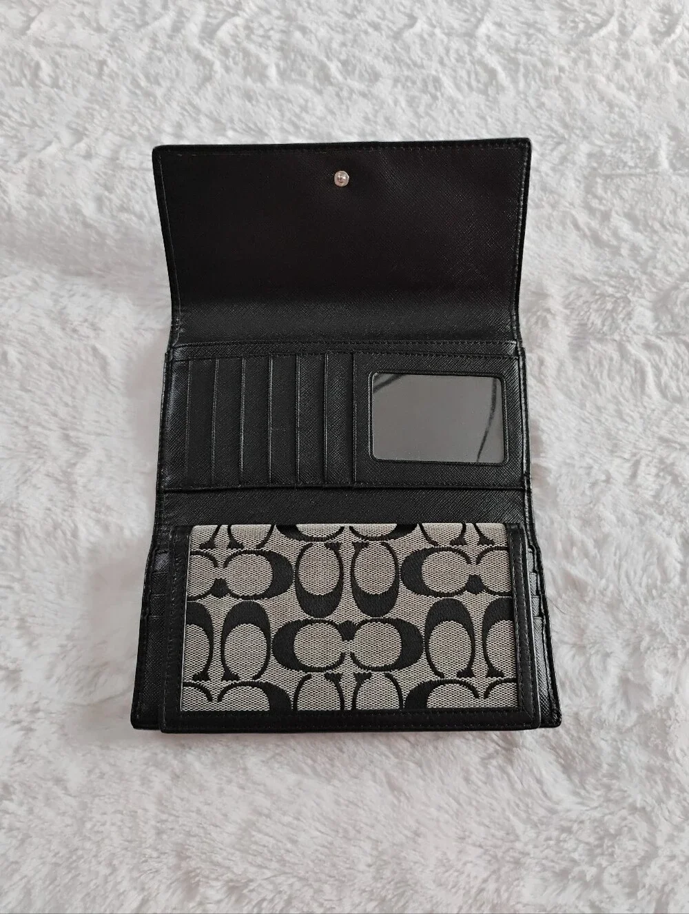 Coach Signature Canvas Checkbook Wallet